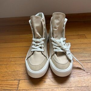 Cream Canvas High-Tops with White Details